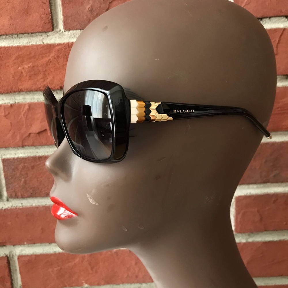 BVLGARI BLACK 8133 SUNGLASSES GOLD DETAILS